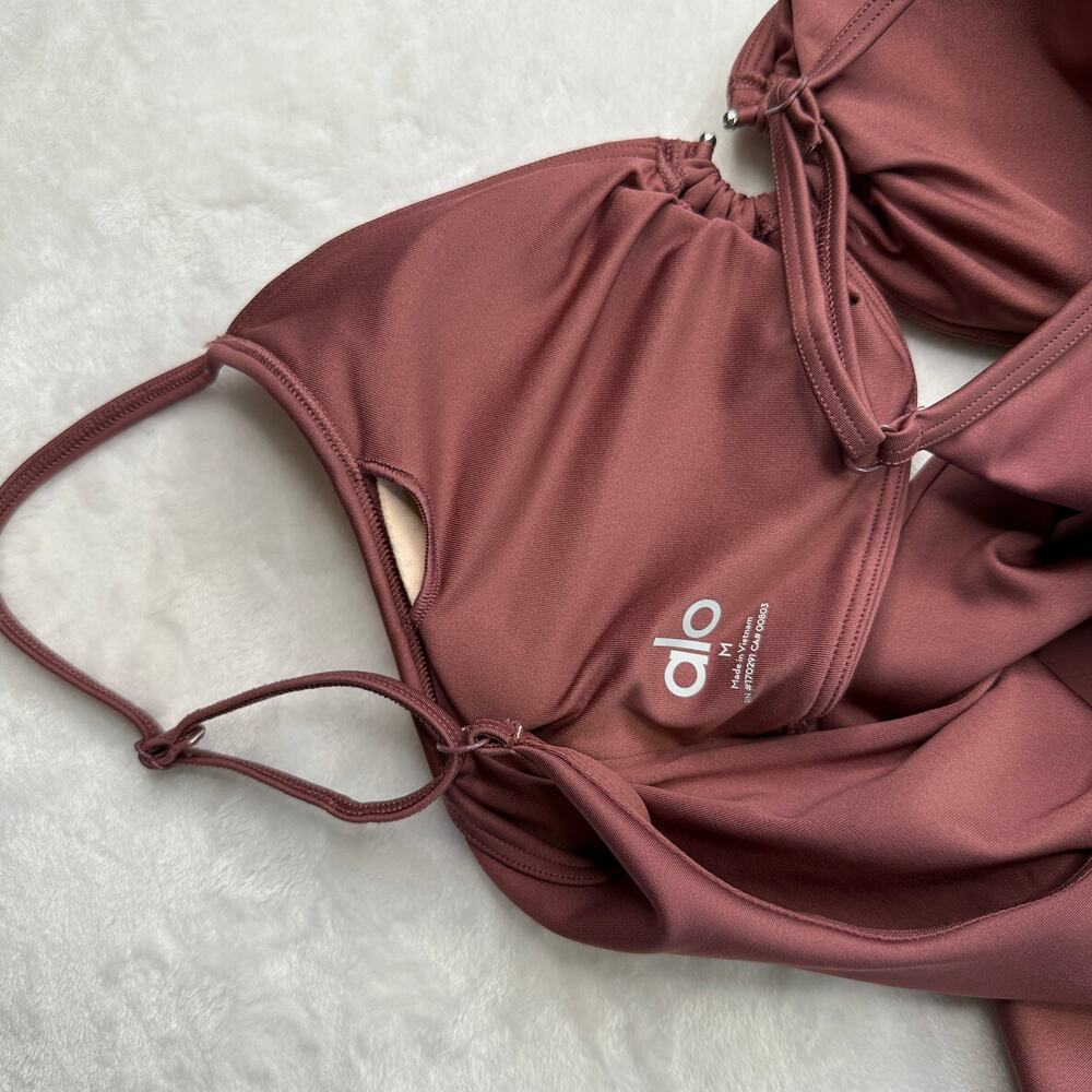 Alo Yoga Airlift A-List Onesie One Piece Jumpsuit Burgundy Truffle Size Medium M - Picture 16 of 16